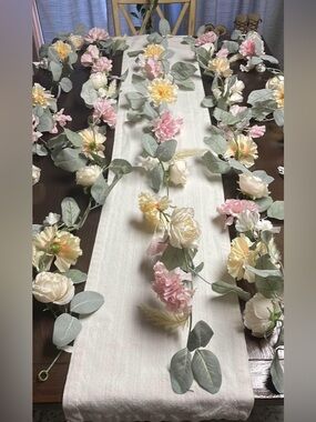 Michaels Pink & Cream Faux Floral Garland Table Runner